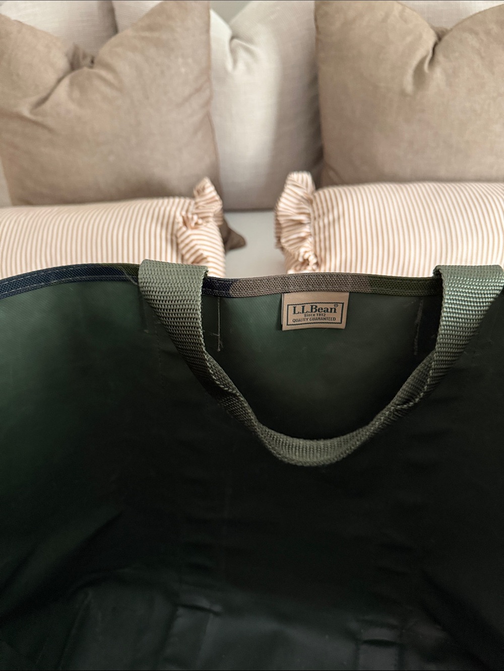 L.L Bean Green Camouflage Canvas Tote - Picture 3 of 3